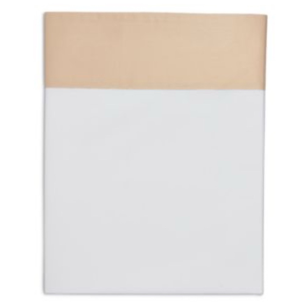 Hudson  Italian Cuff Flat Sheet, King. White/Tan